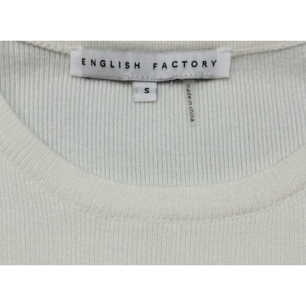 English Factory Creamy Ivory Ruffle Hem Long Sleeve Knit Sweater Top Size Small - Picture 5 of 8